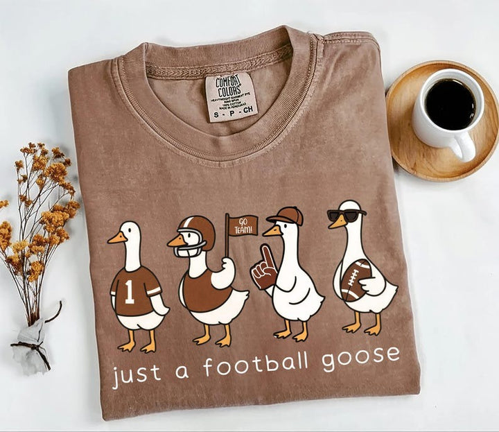 Silly Goose Football Washed Cotton Crew Neck T-Shirt