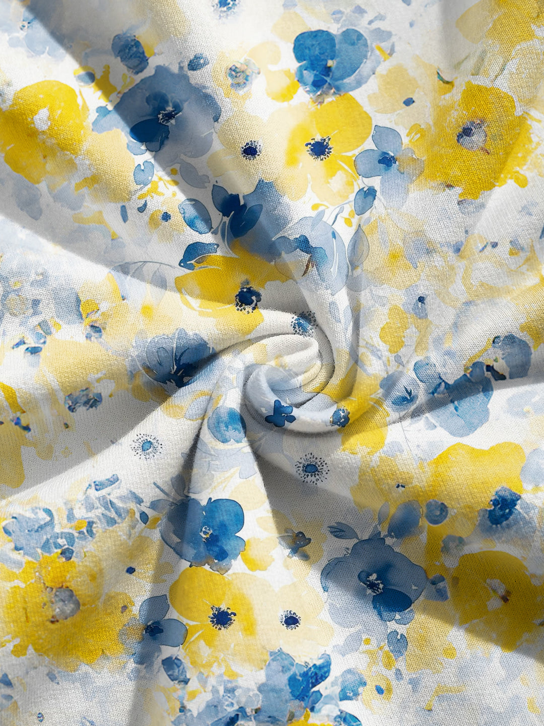 Yellow And Blue Floral Print Solid Hoodie