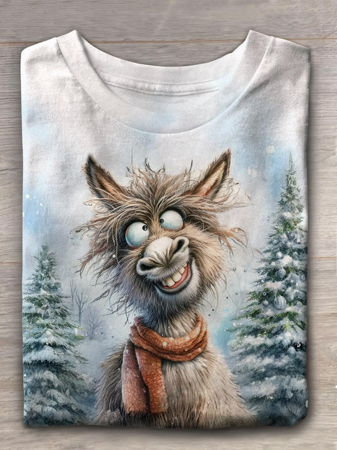 Women's Funny Animal Winter Crew Neck T-shirt