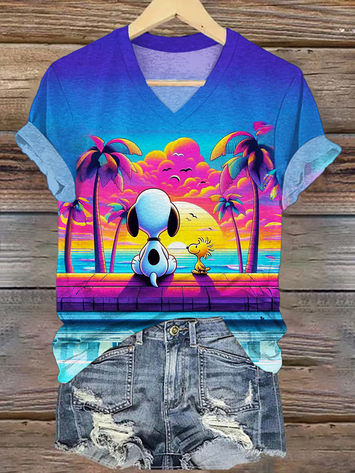 Fun vacation Watch The Sunset With Snoopy Crew Neck T-shirt