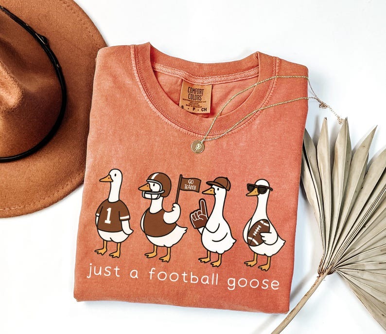 Silly Goose Football Washed Cotton Crew Neck T-Shirt
