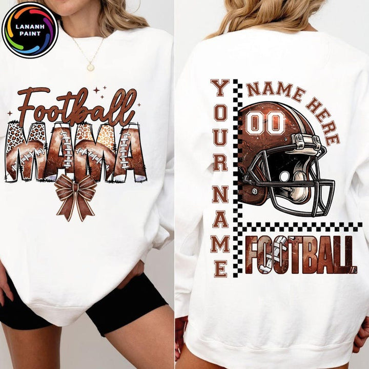 Game Day Football Mom Print Long Sleeve Casual Top
