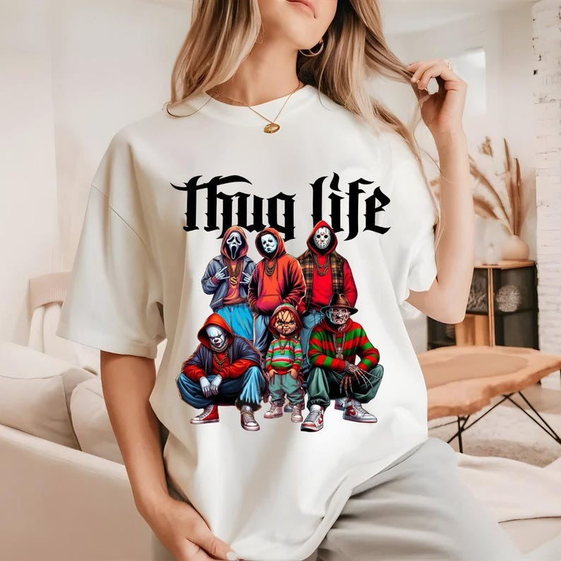 Thug Life Horror Movie Printed Crew Neck T-shirt