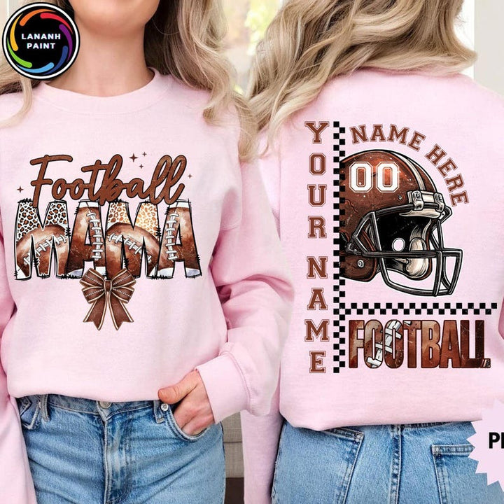 Game Day Football Mom Print Long Sleeve Casual Top