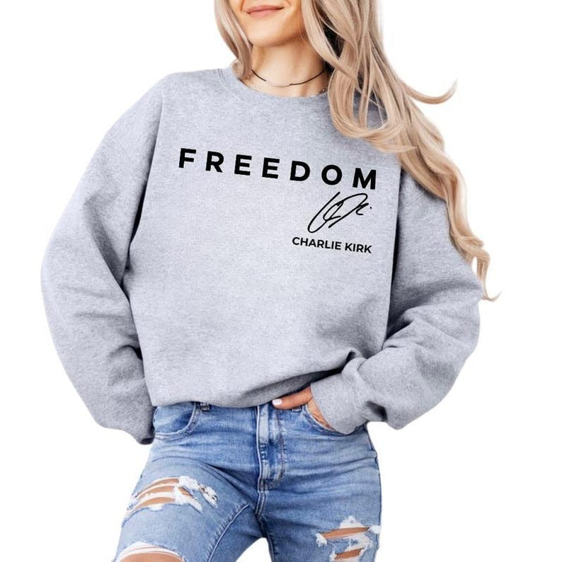 Charlie Kirk Freedom Print Sweatshirt