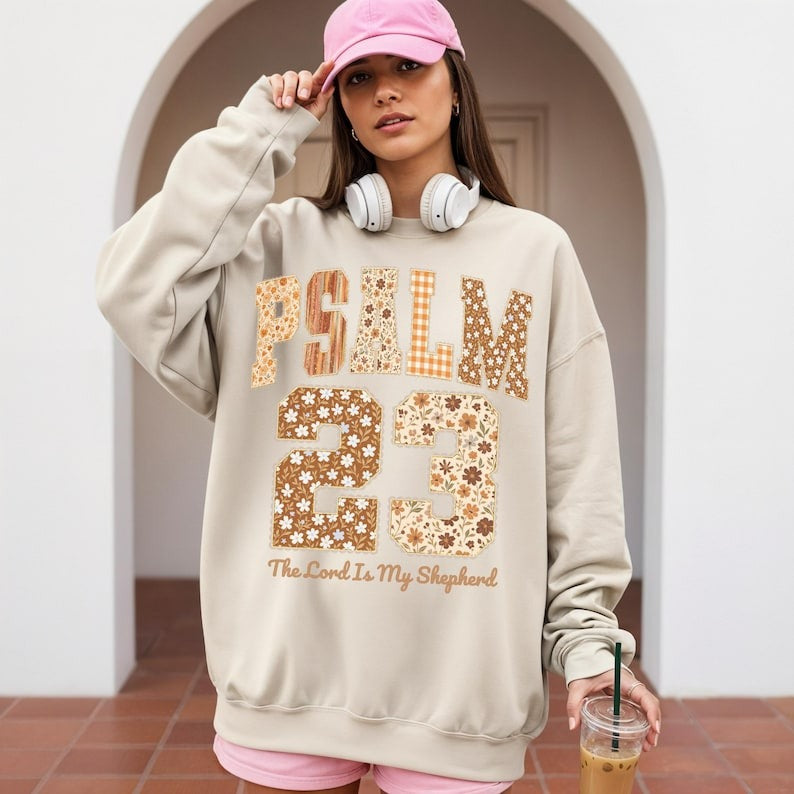 Psalm 23 The Lord Is My Shepherd Printed Long Sleeve Casual Top
