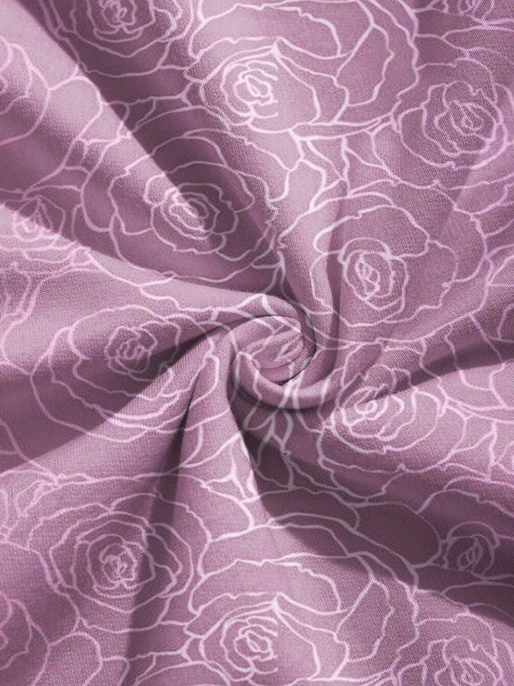 Purple Floral Art Print Hooded Dress