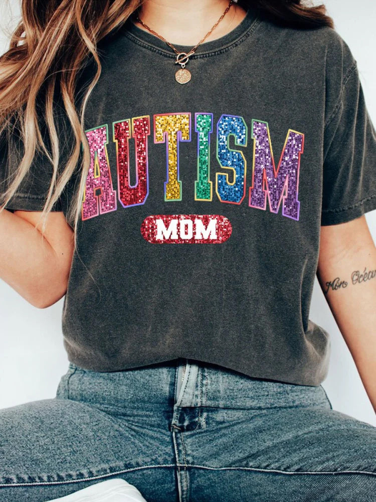 Women's Autism Mom Crew Neck T-shirt