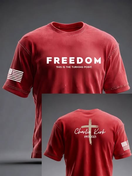 Freedom Round Neck Short Sleeve Men's T-shirt