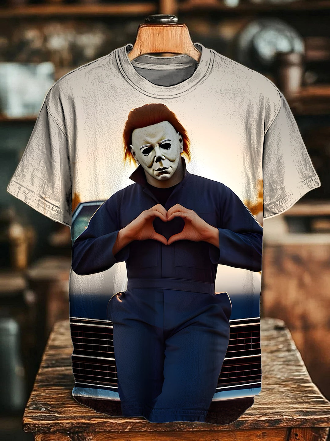 Michael Myers Halloween Heart Crew Neck T-shirt