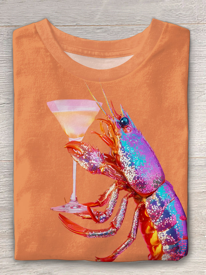 Glitter Disco Shrimp Art Crew Neck T-shirt