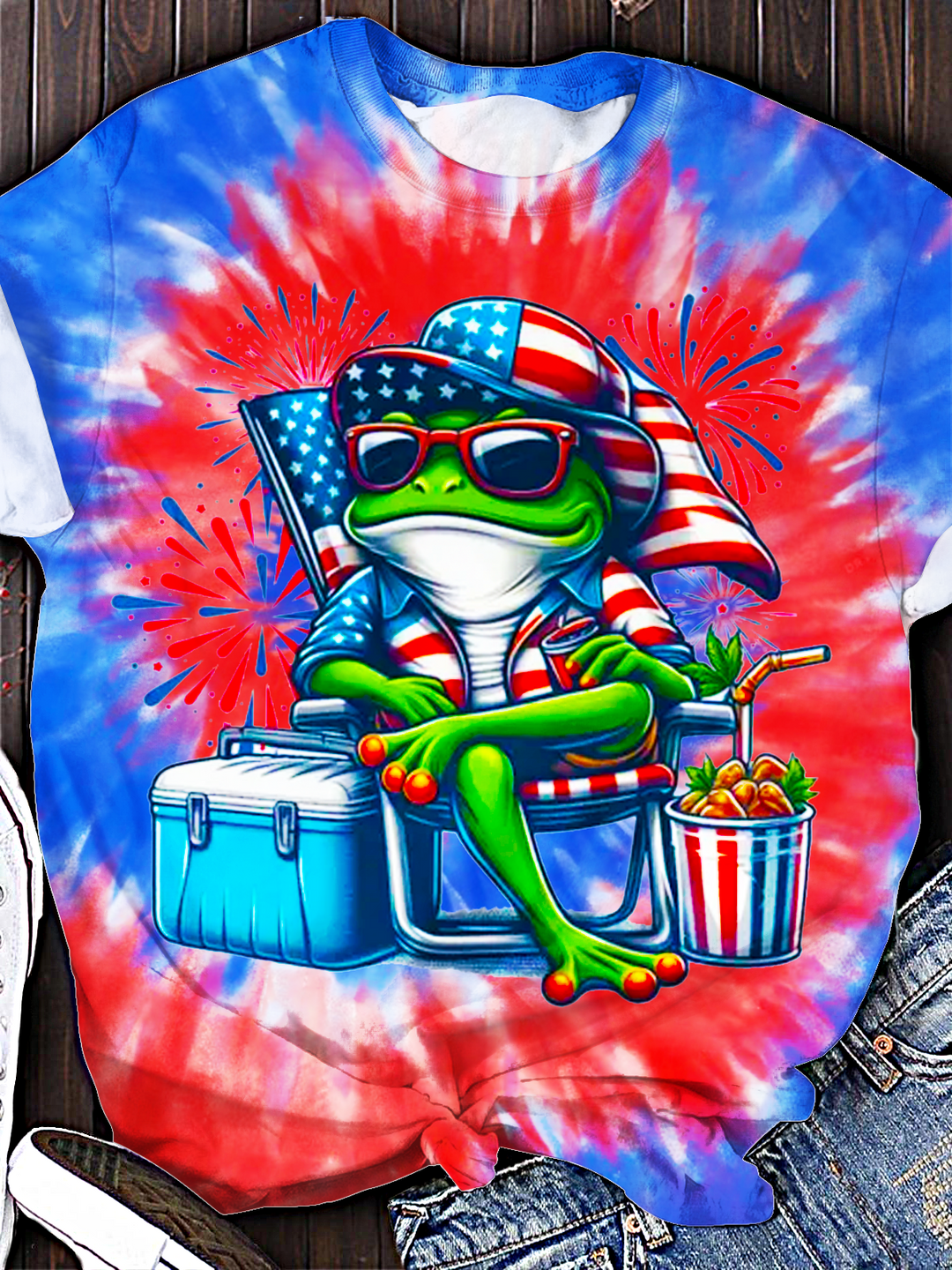 Independence Day Frog Crew Neck T-shirt