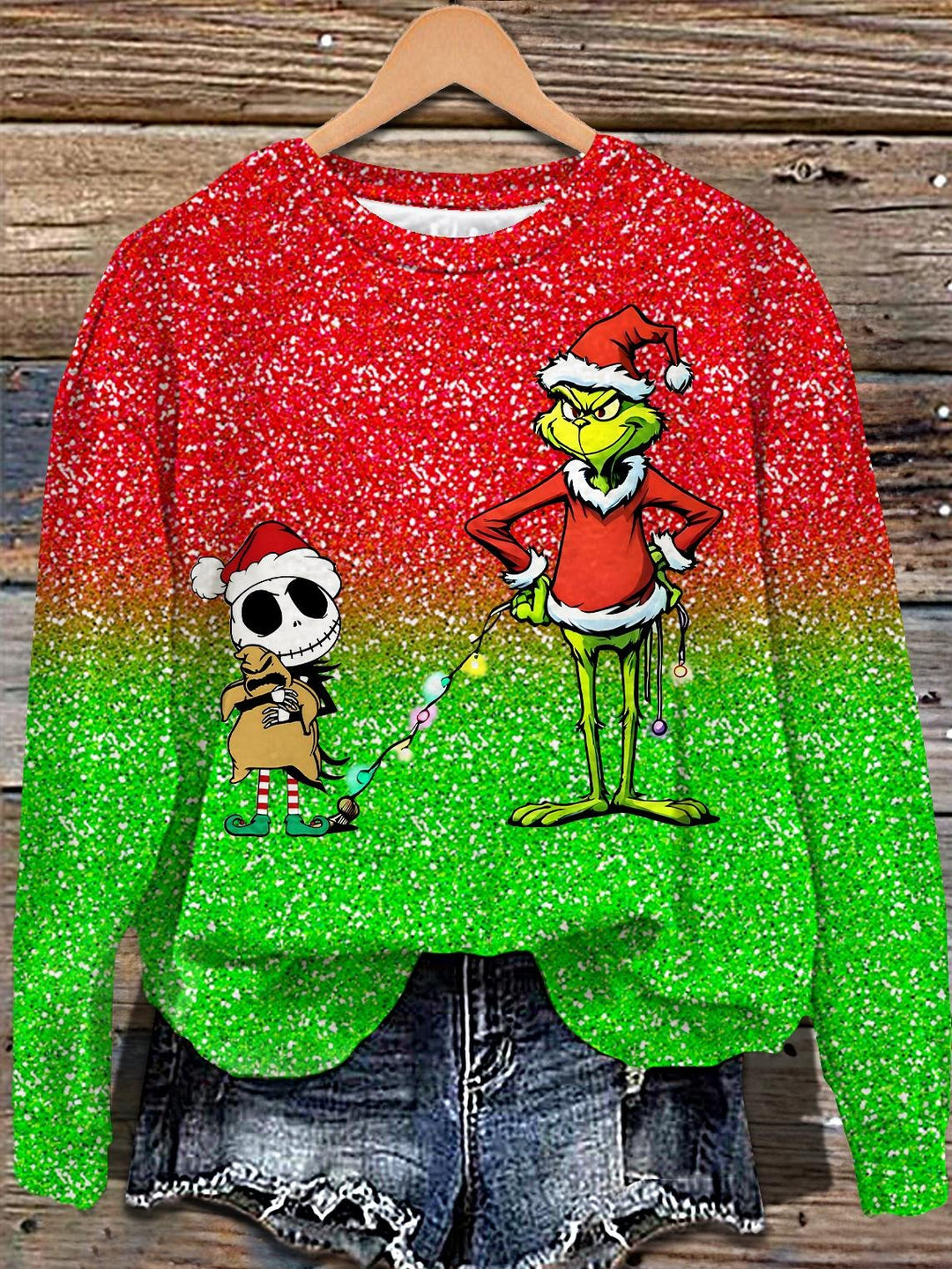 Christmas Cute Characters Print Long Sleeve Casual Top