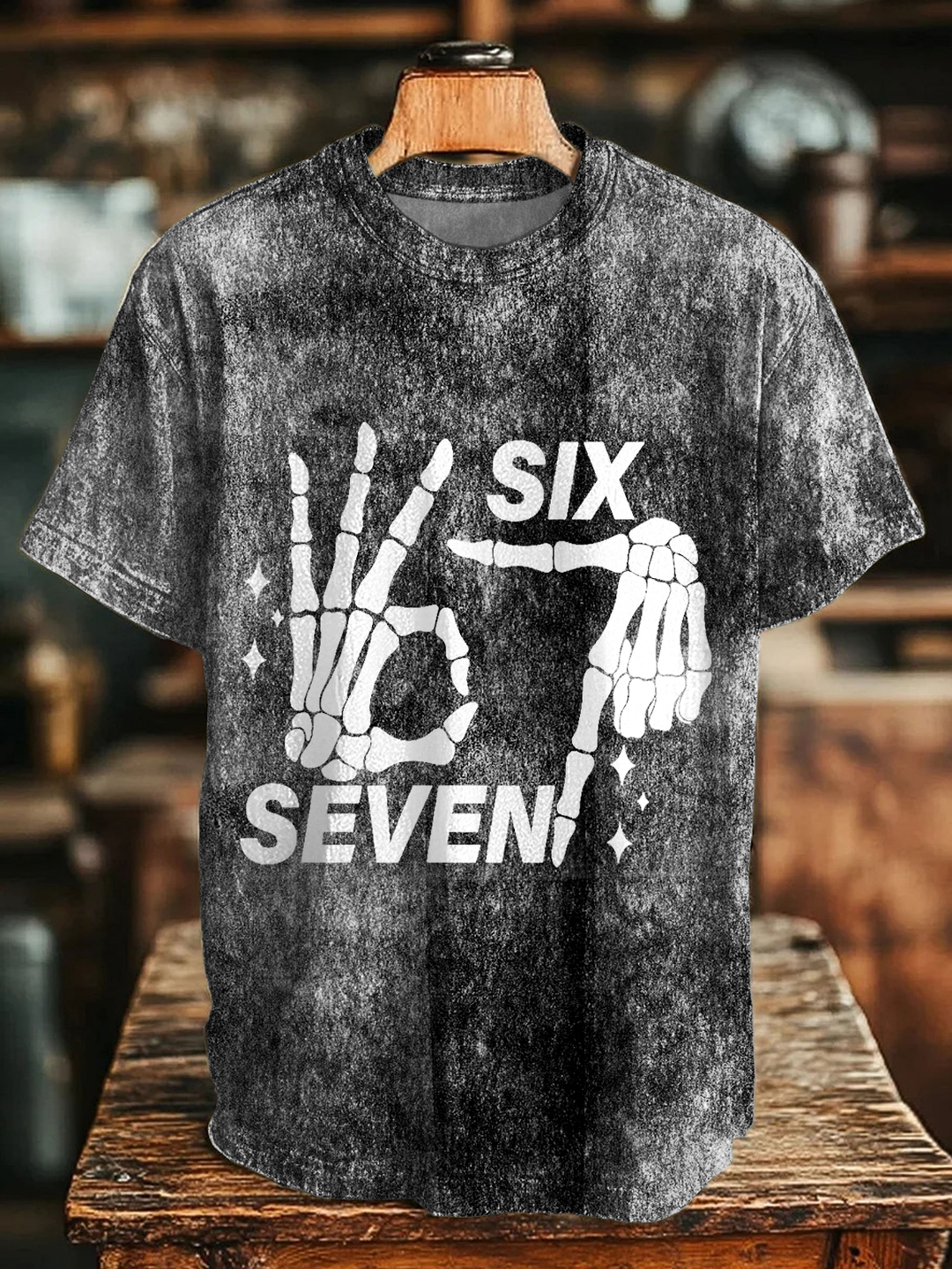 Funny Six Seven Halloween Print Crew Neck T-shirt