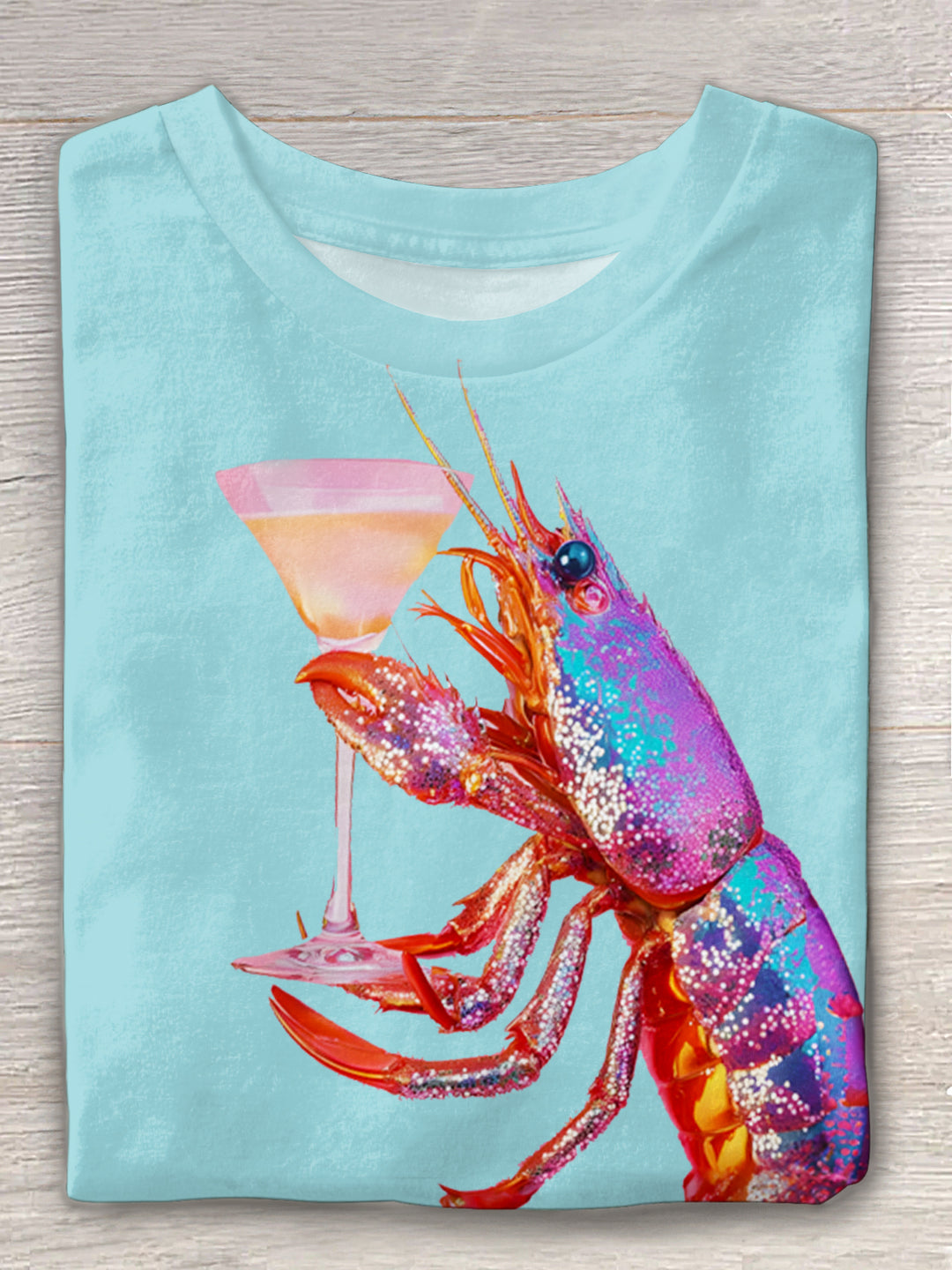 Glitter Disco Shrimp Art Crew Neck T-shirt
