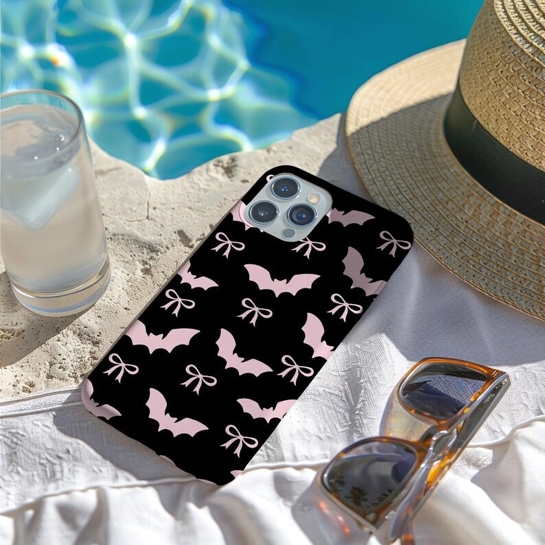 Halloween Cute Pink Bats & Bows Phone Case