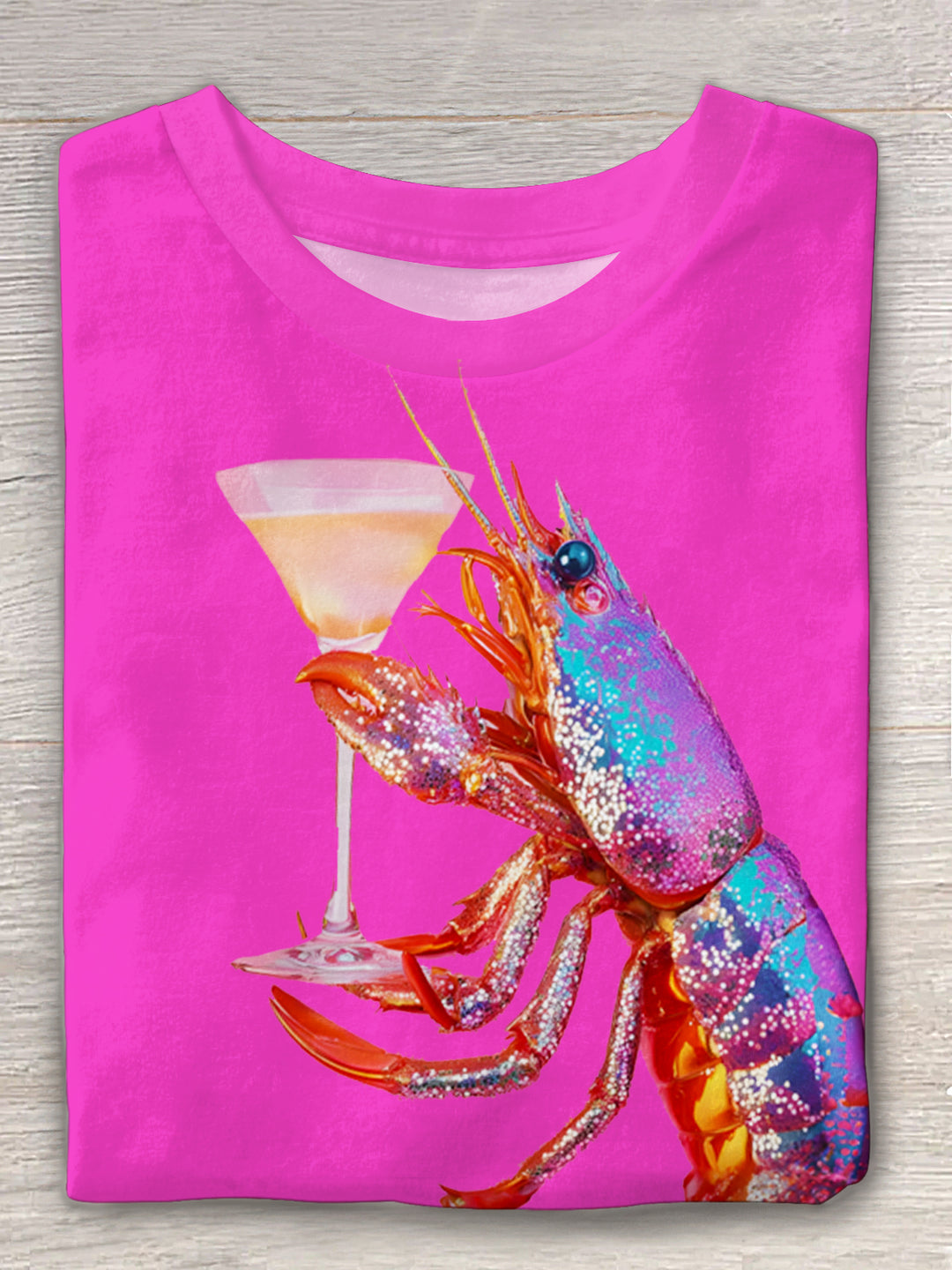 Glitter Disco Shrimp Art Crew Neck T-shirt
