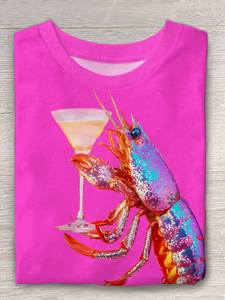 Glitter Disco Shrimp Art Crew Neck T-shirt