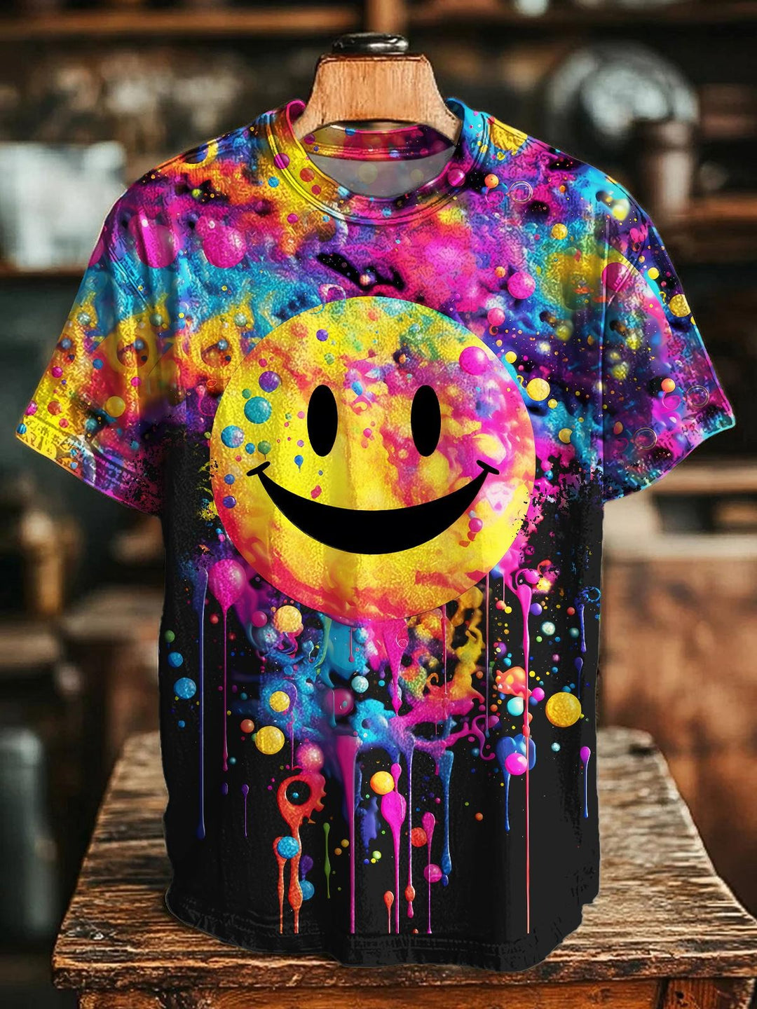 Hippie Smiley Face Crew Neck T-shirt