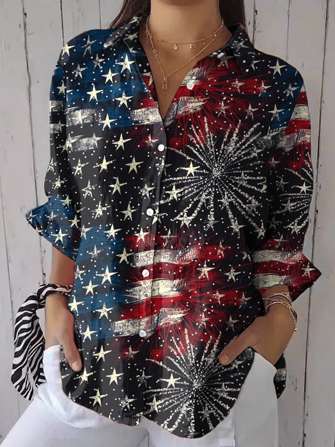 Women's Independence Day Flag Casual Shirt