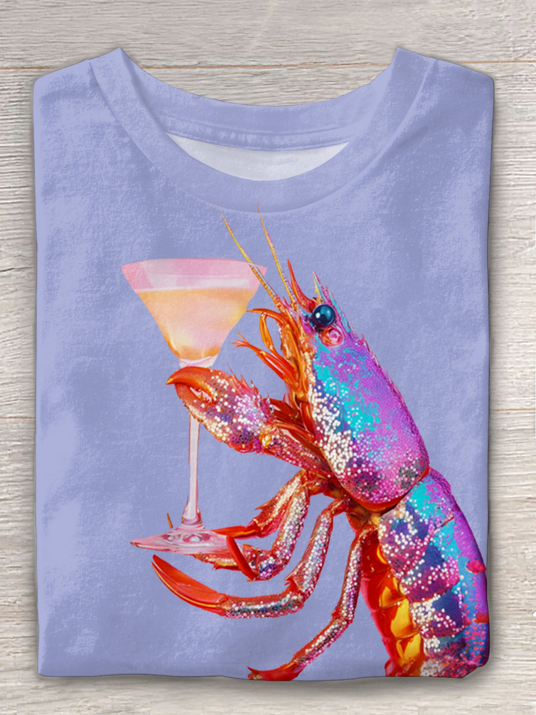 Glitter Disco Shrimp Art Crew Neck T-shirt