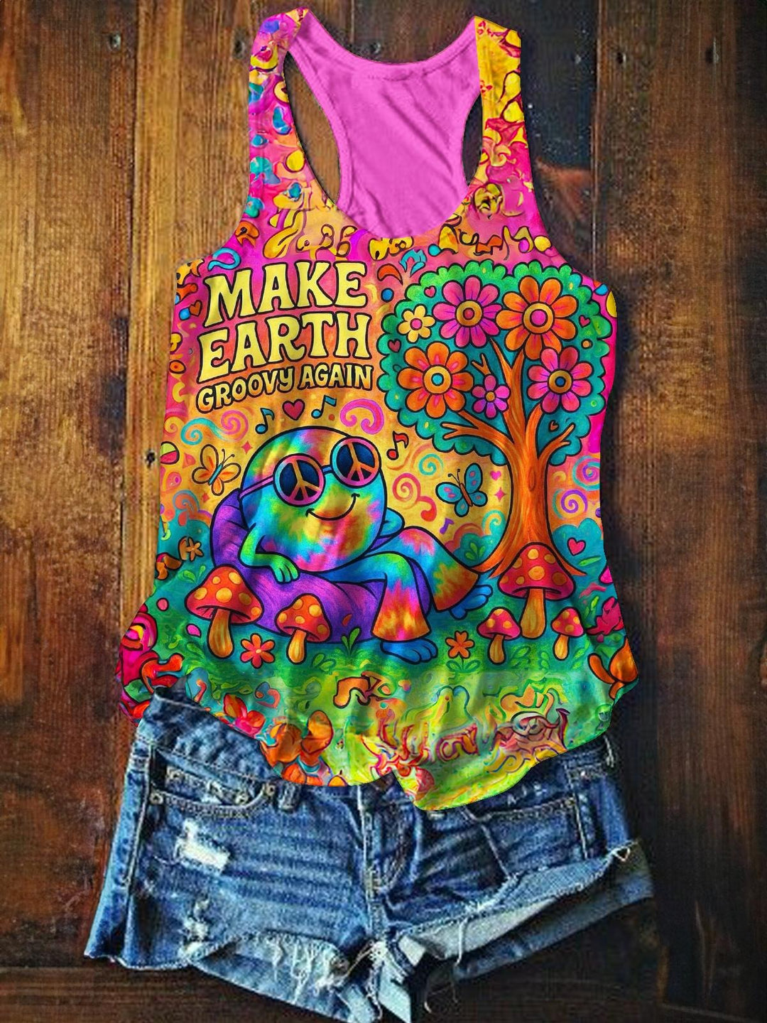 Hippie Floral Printed Casual Tank Top