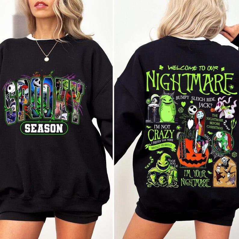 Halloween Nightmare Cartoon Printed Long Sleeve Casual Top