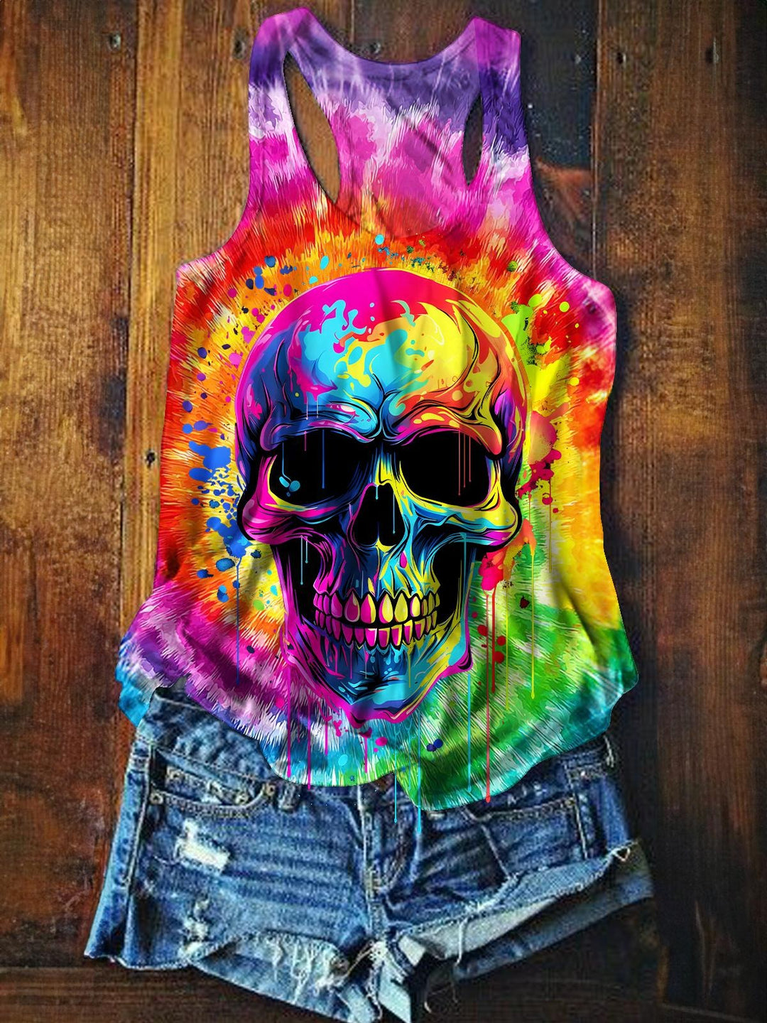 Halloween Skull Print Casual Tank Top