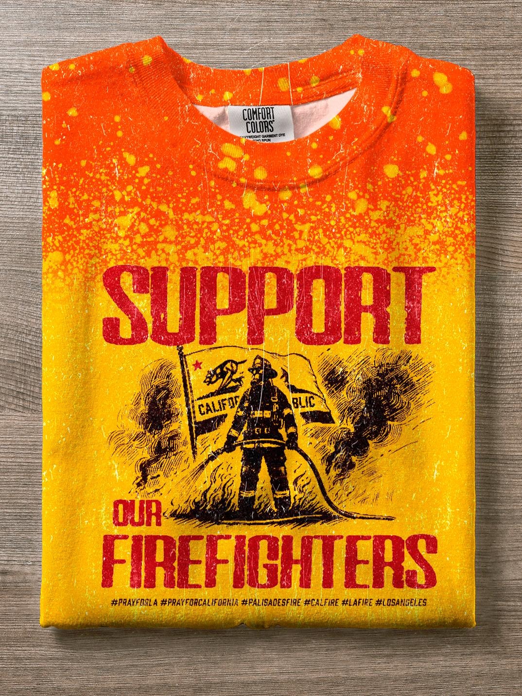 Support Our Firefighters Pray For Los Angeles Crew Neck T-shirt
