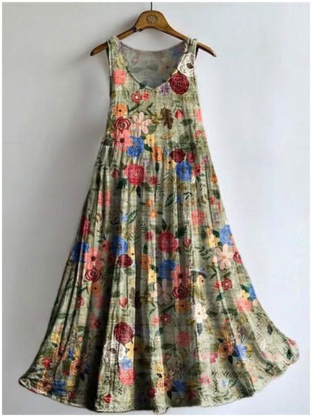 Women's Retro Bohemian Floral Art Print Sleeveless Dresses