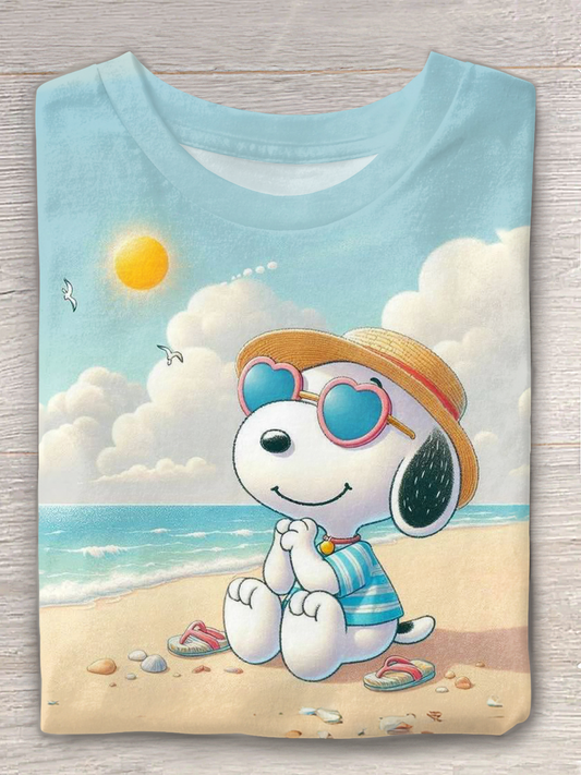 Fun Vacation Snoopy Crew Neck T-shirt
