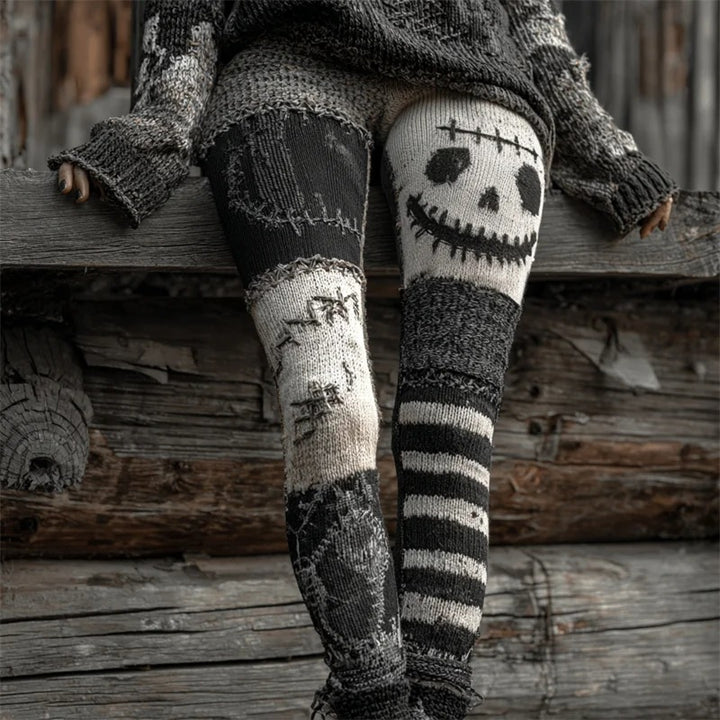 Halloween Contrast Stitching Comfortable knitted leggings