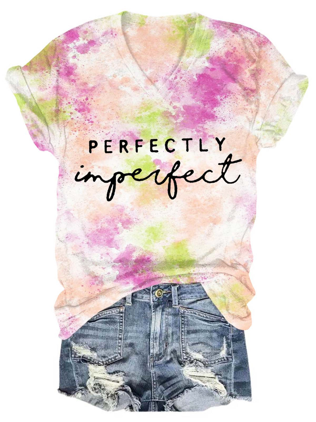 Perfectly Imperfect Tie Dye V-Neck Tee