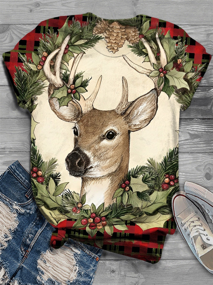 Christmas Cute Bear Round Neck T-Shirt