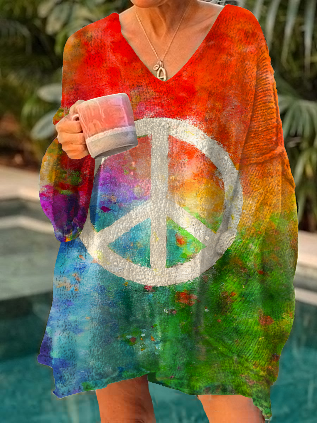 Colorful Hippie Peace Art Casual Pullover Sweater