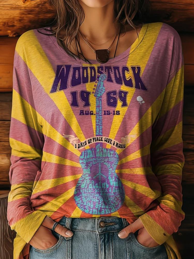 Women's Woodstock 1969 Art Print Casual T Shirt