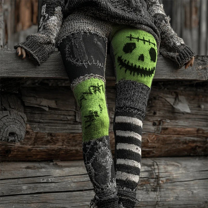 Halloween Contrast Stitching Comfortable knitted leggings