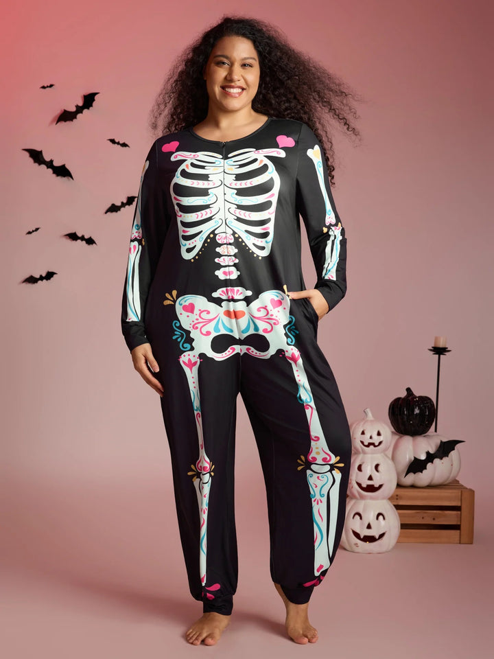 Skeletal Rib Invisible Zipper Romper