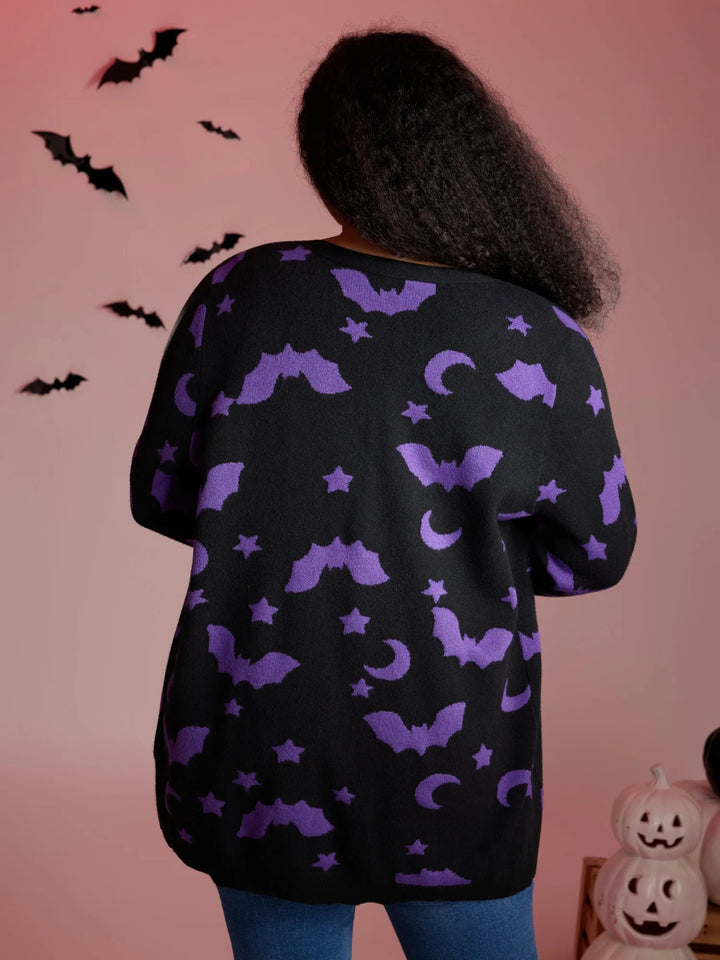 Bat Printed Jacquard Cardigan