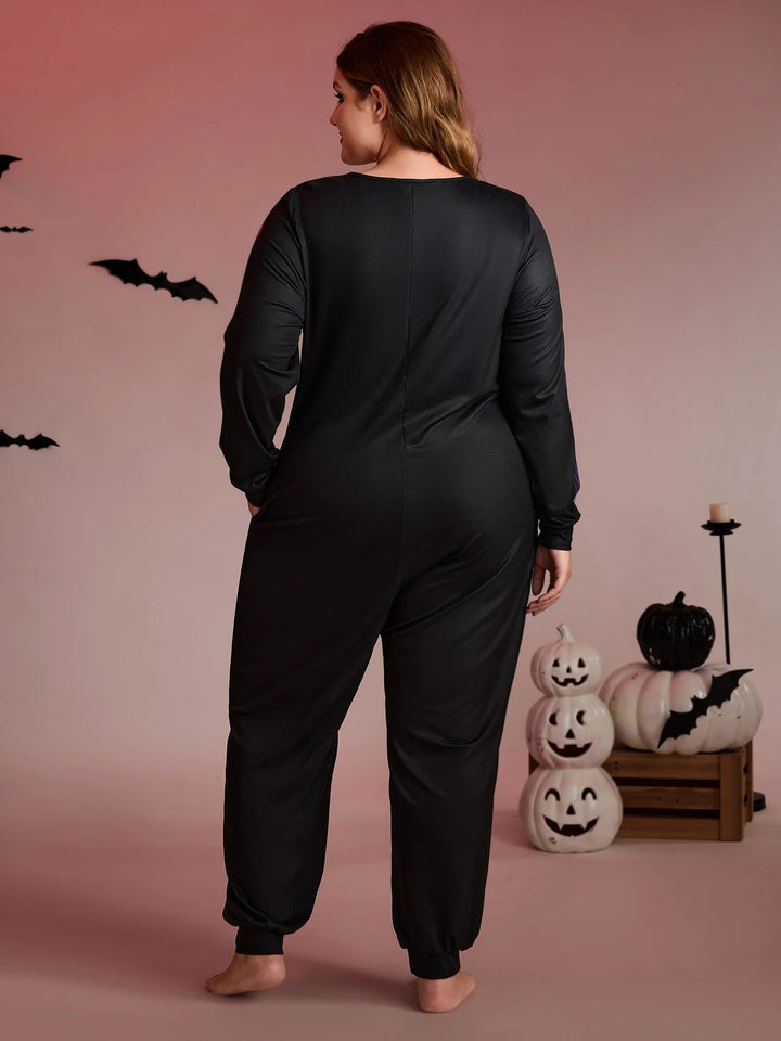 Colorful Skeleton Print Zipper Lounge Jumpsuit