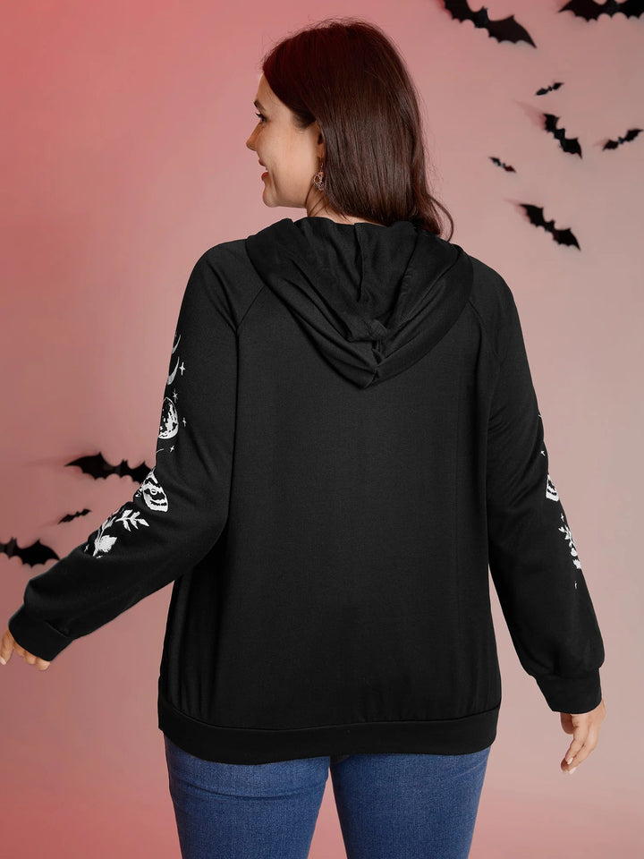 Haunted Midnight Motif Solid Hoodie