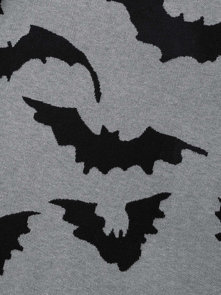Flying Bats Pattern Crew Neck Pullover