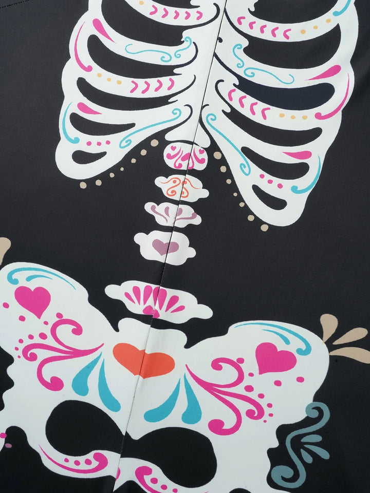 Skeletal Rib Invisible Zipper Romper