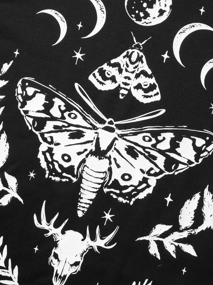 Haunted Midnight Motif Solid Hoodie