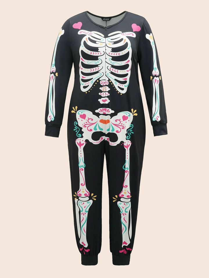 Skeletal Rib Invisible Zipper Romper