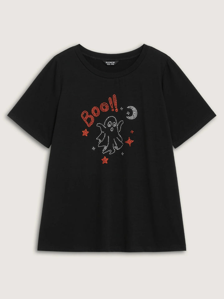 Boo-tiful Ghost Rhinestone Detail T-Shirt
