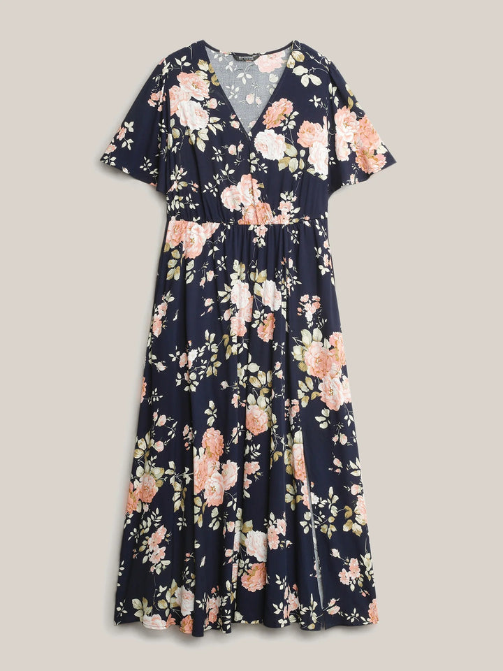 Bloom Dress  Flutter Sleeve Ditsy Floral Pocket Split