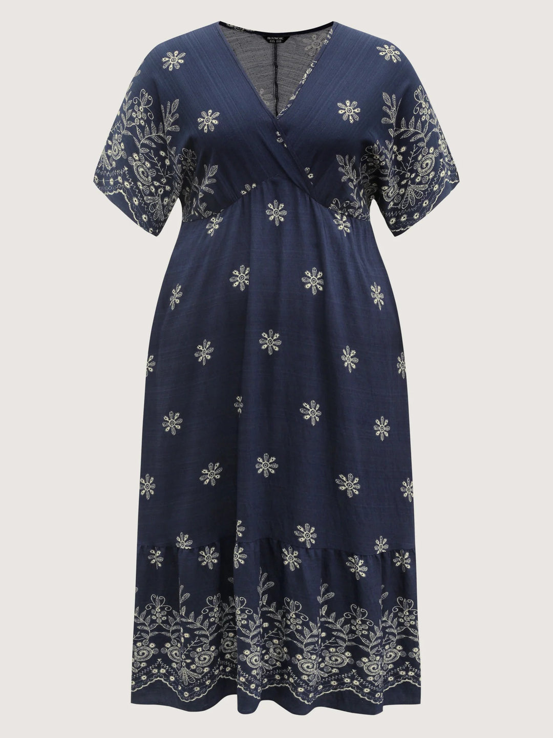 Surplice Neck Split Side Pockets Midi Dress