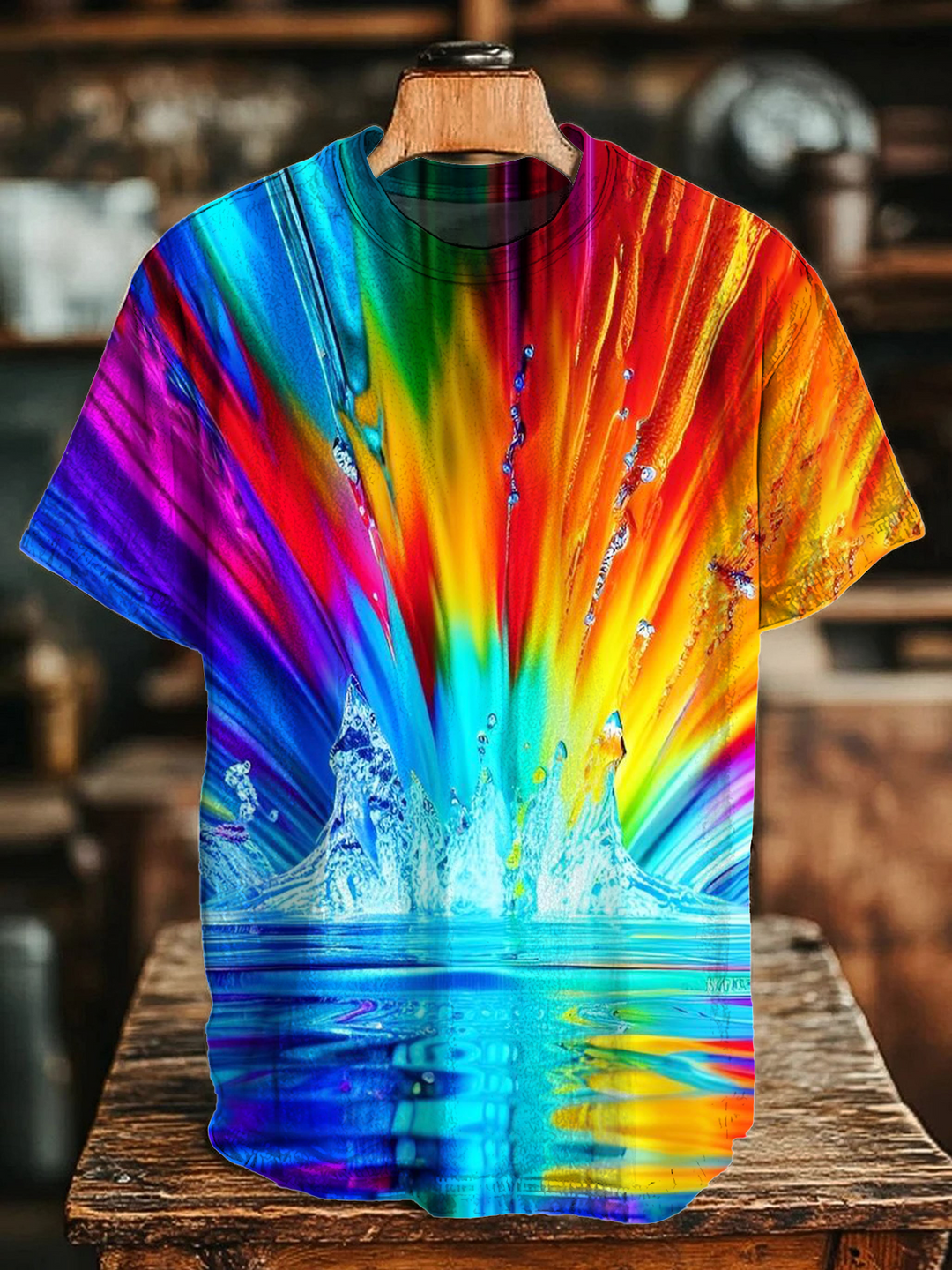 Colorful Hippie Splash Art Crew Neck T-shirt