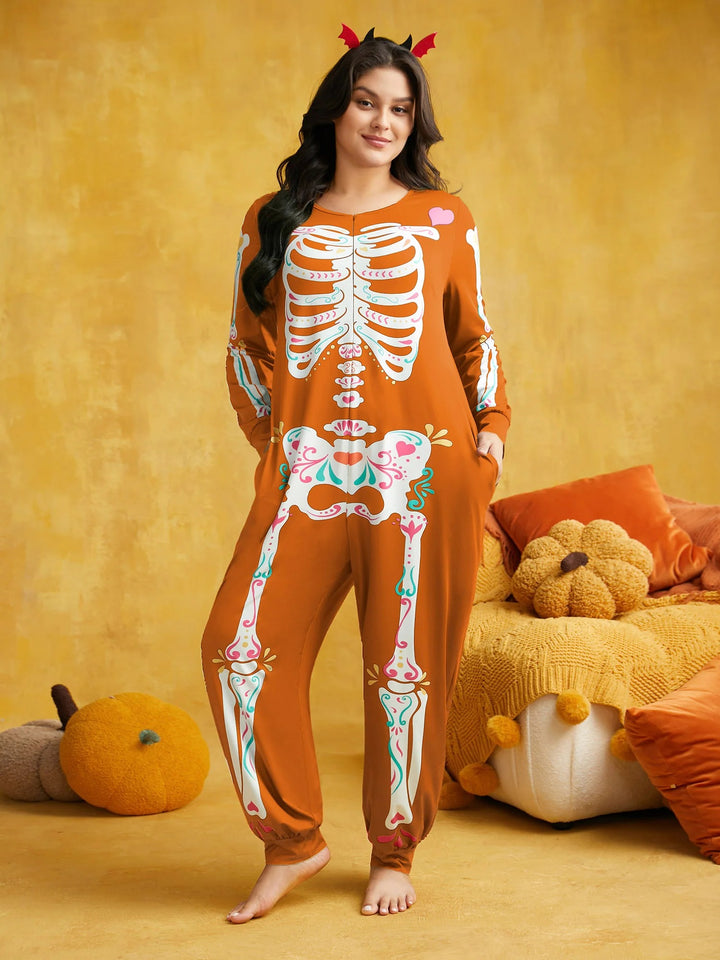 Skeletal Rib Invisible Zipper Romper